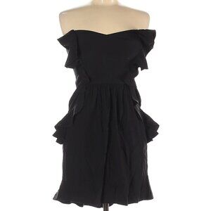 VTG Y2K Jennifer Hope Black Whimsygoth Strapless Ruffled Silk Mini dress